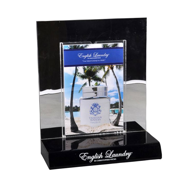 Black acrylic skincare cosmetics display stand