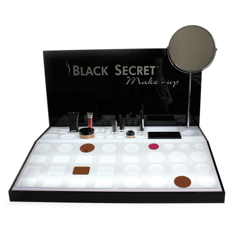 Acrylic cosmetics makeup display stand with mirror