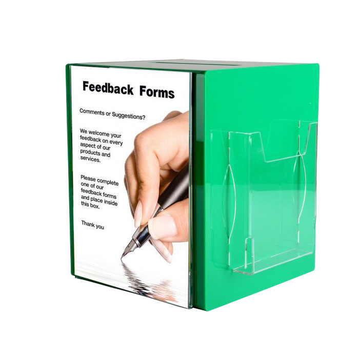 Acrylic ballot suggestion collection box with pocket