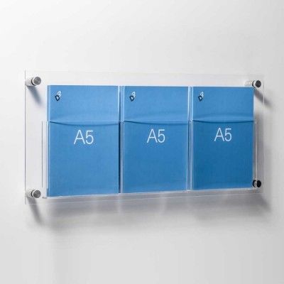 Wall mount A5 acrylic brochure holder