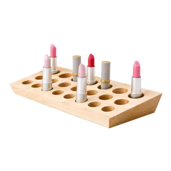 Table top wood cosmetics makeup display stand