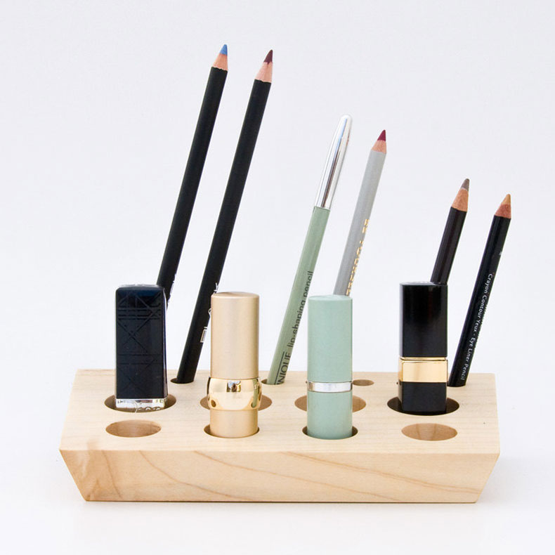 Wooden bamboo makeup display stand