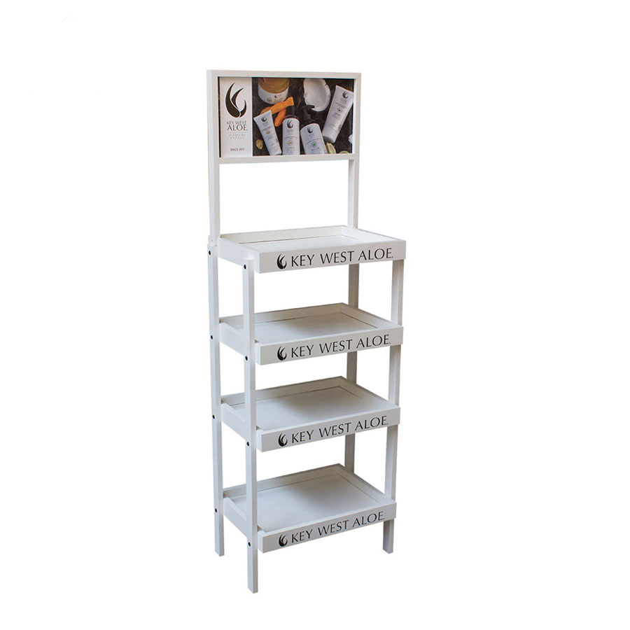 Wooden cosmetics display rack for sale design