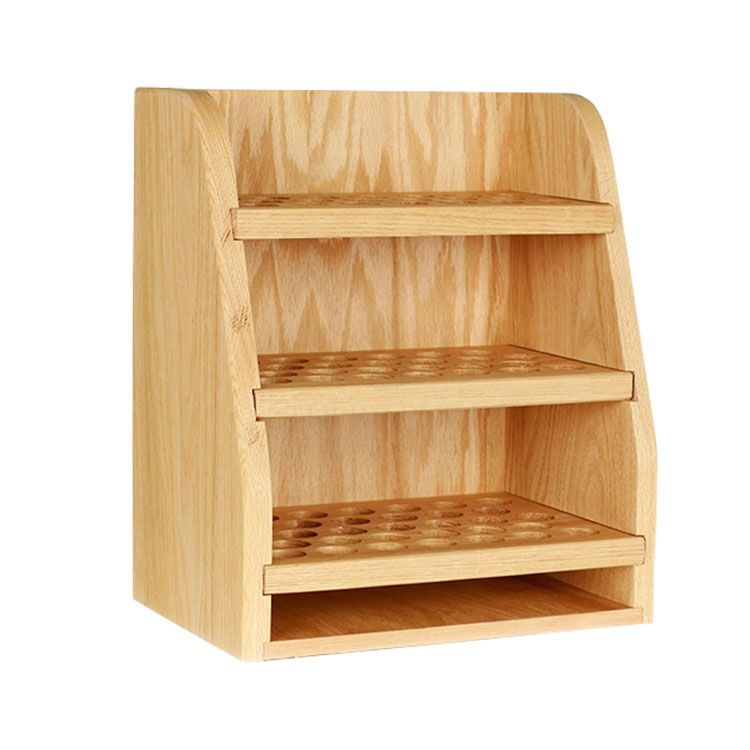 Table top wooden bamboo display racks for perfume oils