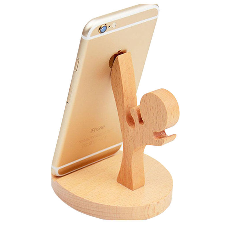 Wooden cell phone display stand