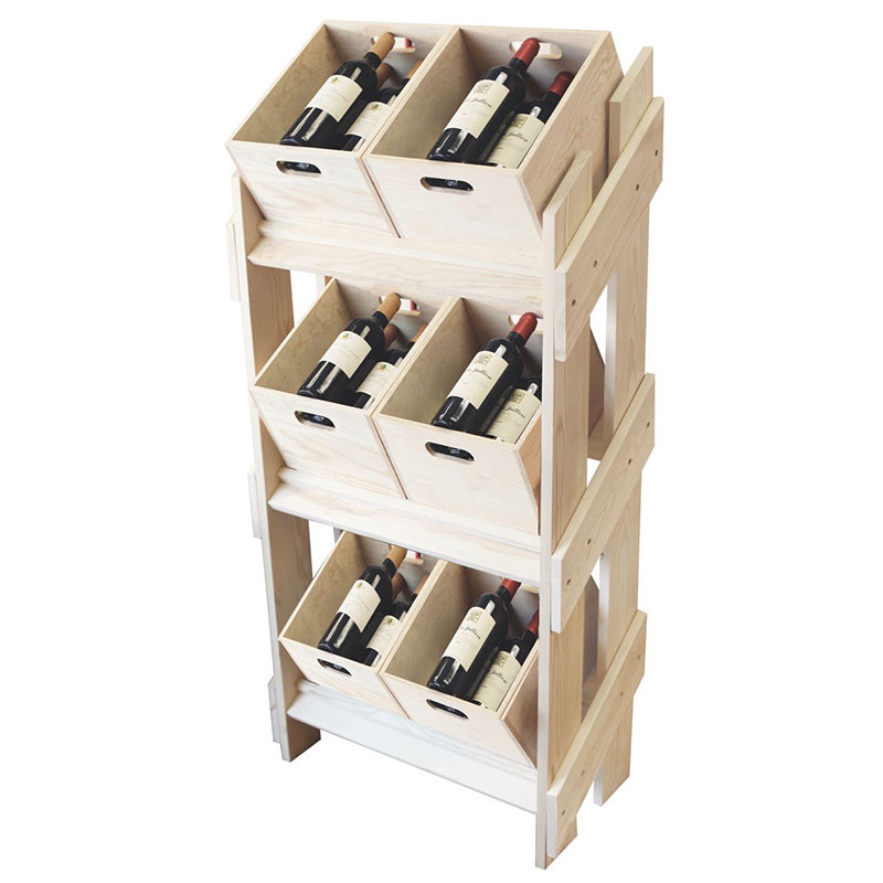 Floor standing wood wine liquor rack display