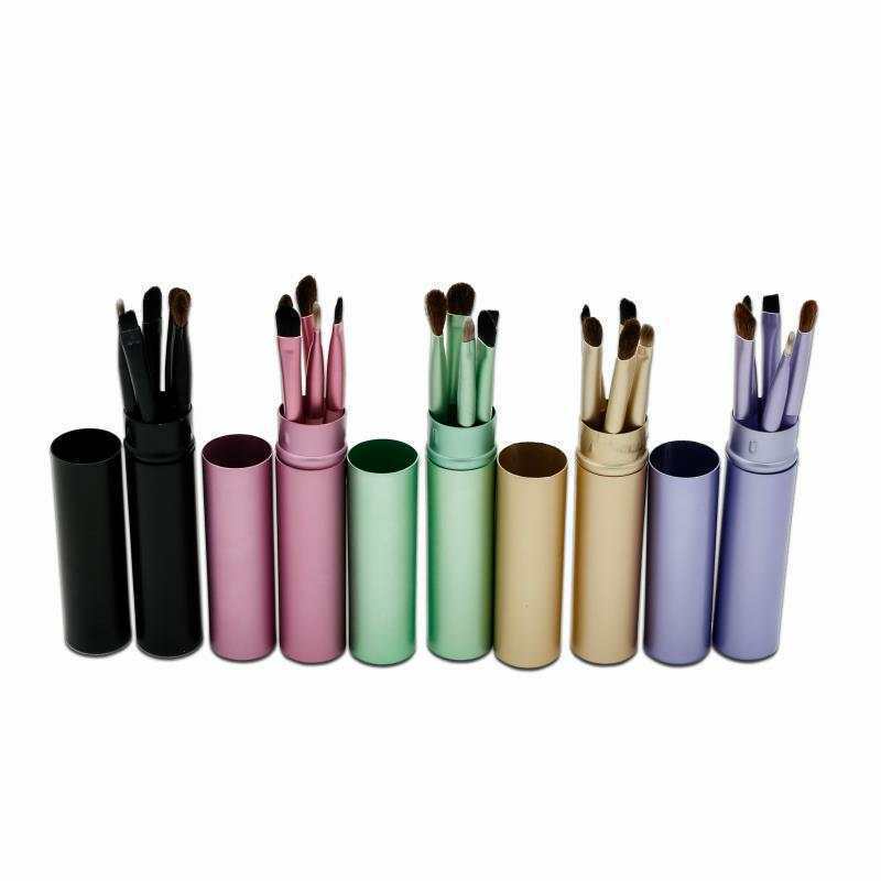 5 color portable cylinder cosmetics makeup brush set