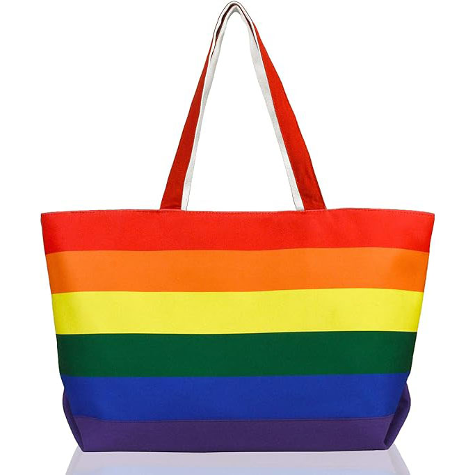 Rainbow Tote Bag with Zippered Top