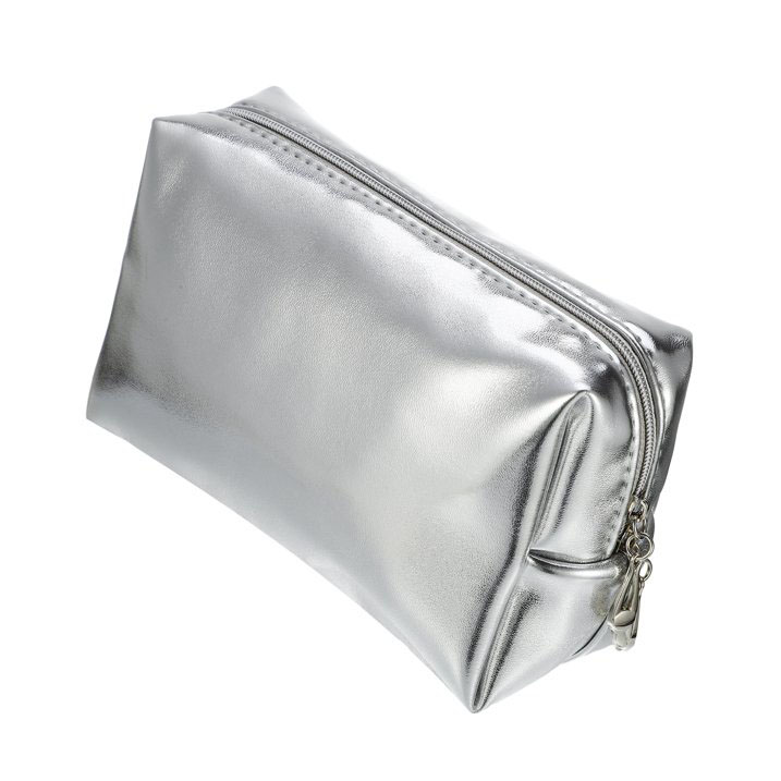 Portable Travel Cosmetic Bag Waterproof Toiletry Bag Silver Tone