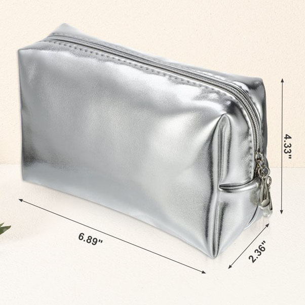 Portable Travel Cosmetic Bag Waterproof Toiletry Bag Silver Tone